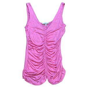 Y2K Charlotte Russe Pink Sleeveless Ruched Top S Made In USA